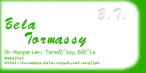 bela tormassy business card